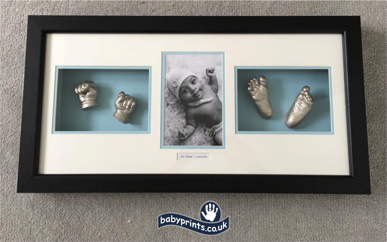 Baby hands and feet casts with photo gifts
