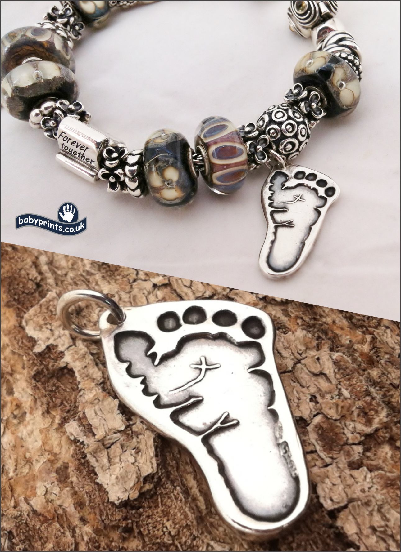 Baby foot silver charm