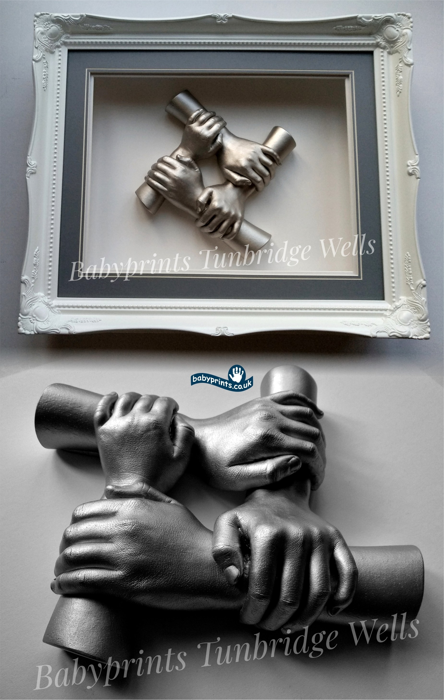 Stunning clasping hand casting